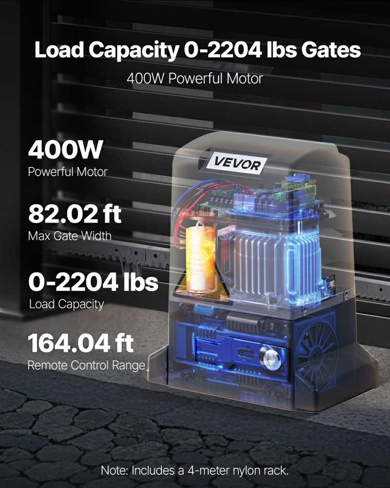 Elektrinė stumdomų vartų pavara 400W, automatinis vartų operatorius, kiemo vartams, 25 m, slankiojantiems vartams