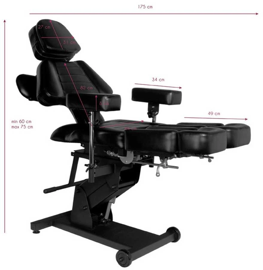 Activeshop Tatuiruočių krėslas PRO INK ELECTRIC (Juodas)