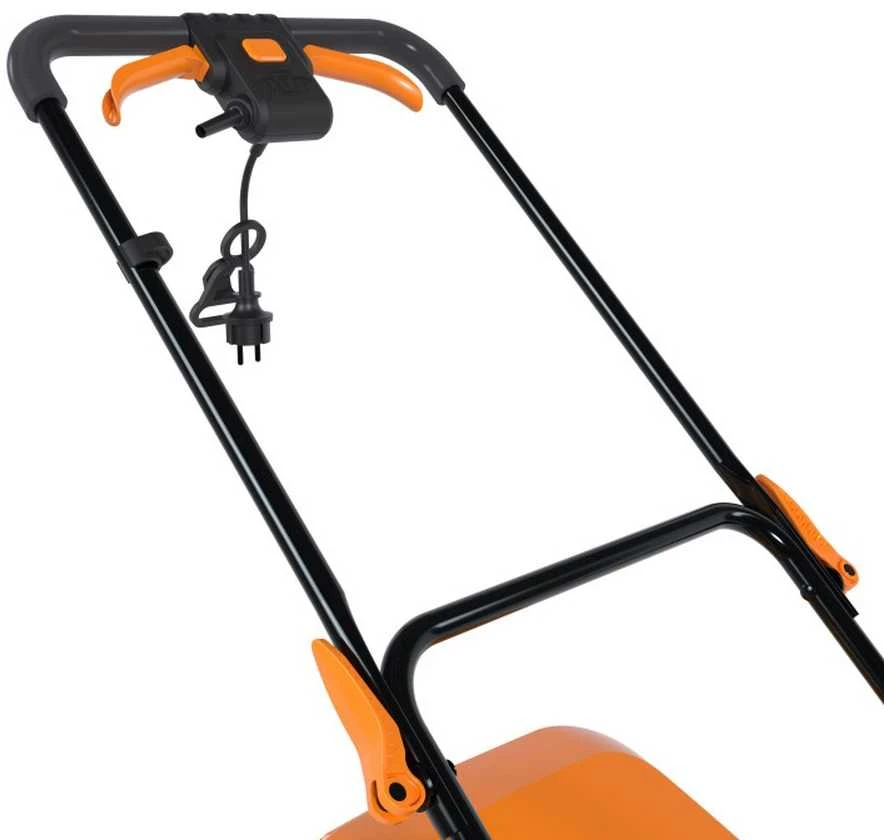 Elektrinė vejapjovė, 1600W, 38cm pjovimo plotis, su žolės surinkimu, reguliuojamas pjovimo aukštis, skirta namų sodui