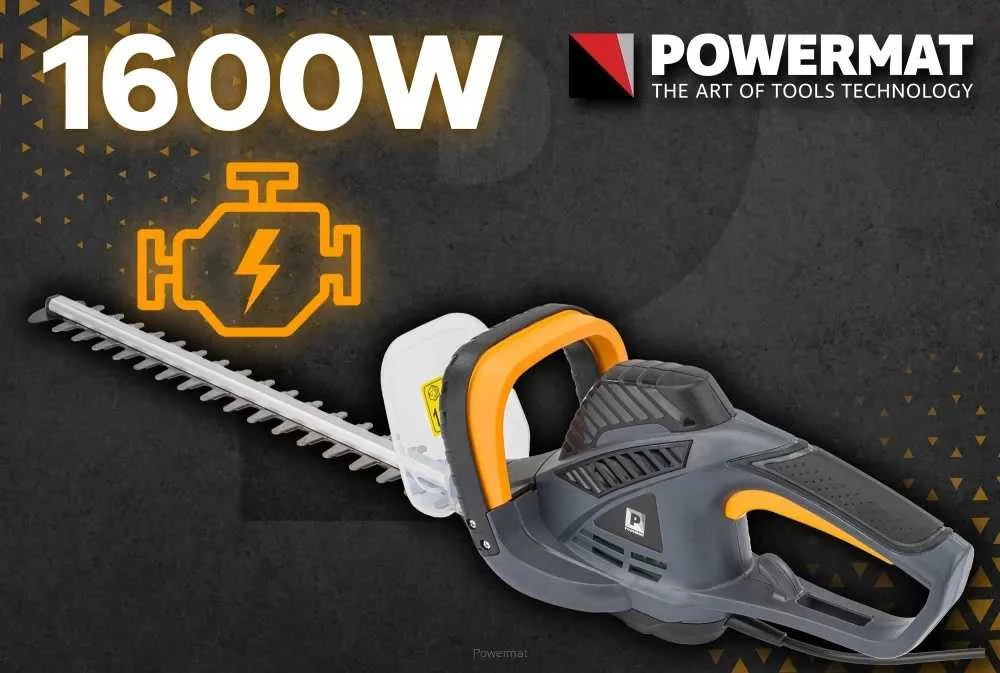 Powermat Elektrinės gyvatvorių žirklės, 1600W, 510mm ašmenų ilgis, sodui, šakoms, krūmams, galingos elektrinės žirklės