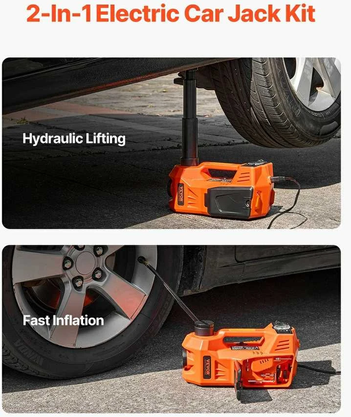Elektrinis automobilio domkratas 5 t, 11000 lbs, su plaktuku, padangų keitimo įrankis, keltuvas, pagalbininkas