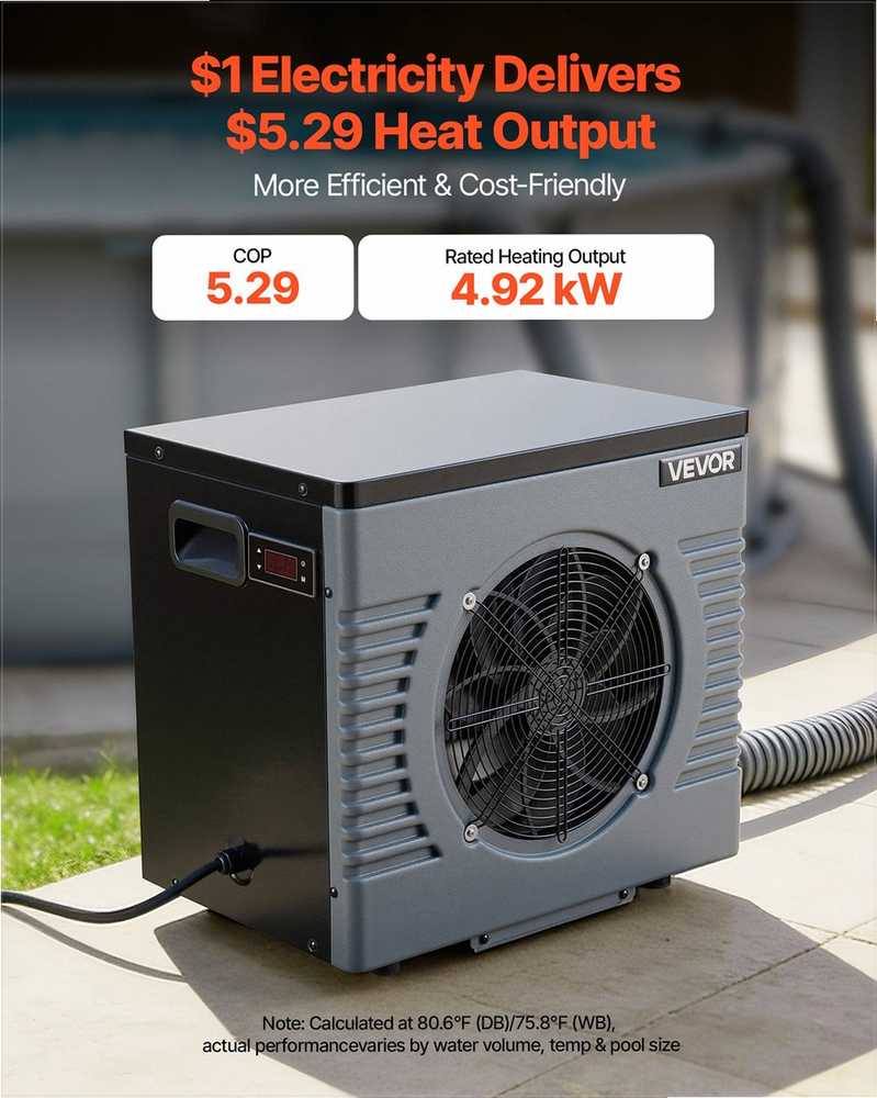 Elektrinis baseino šildytuvas antžeminiams baseinams, 4920 W galia, tylus veikimas su GFCI apsauga, šildymo temperatūra 15-40 ℃, baseino šilumos siurblys, vandens šildymo įranga