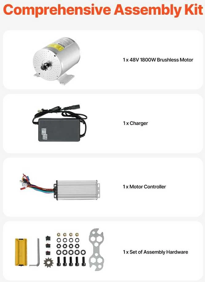 Elektrinis bešepetėlinis variklio komplektas 1800W 48V, atnaujintas greičio reguliatorius, didelis sukimo momentas, e-dviračio variklis, elektrinio paspirtuko variklis, motorizuotas dviratis