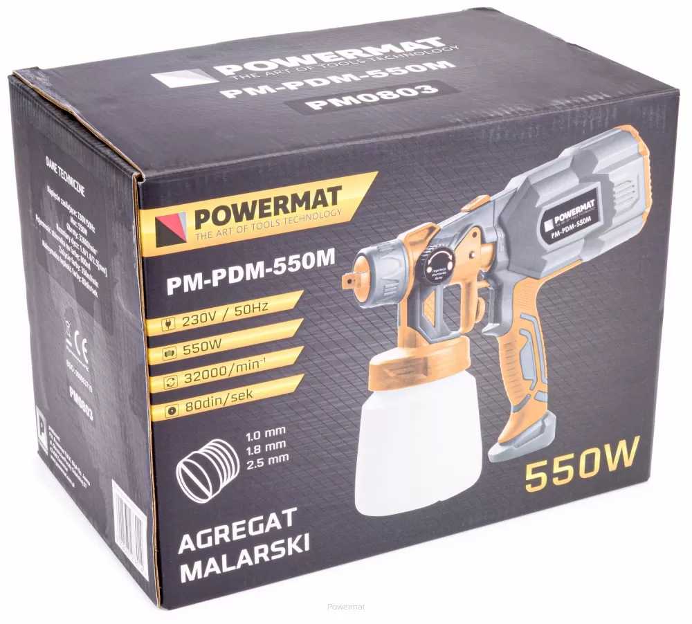 Elektrinis dažų purškimo pistoletas, namų naudojimui, su 3 antgaliais, 800ml bakas, 550W galia