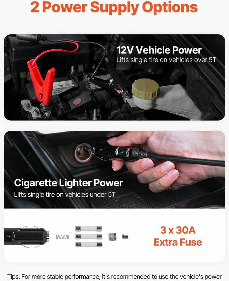 VEVOR Elektrinis automobilio domkratas 15 tonų su LED apšvietimu