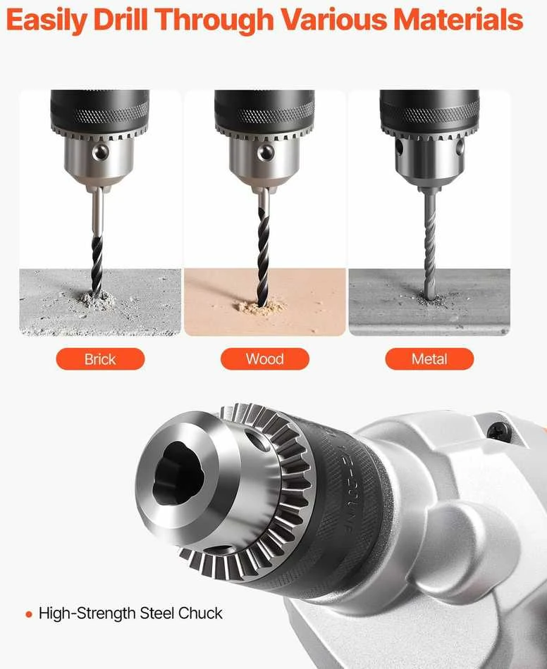 Elektrinis gręžtuvas-maišytuvas, 15.89mm griebtuvas, 0-750 aps./min, rankinis maišymo gręžtuvas cementui, dažams, pašarams, gręžimui ir maišymui