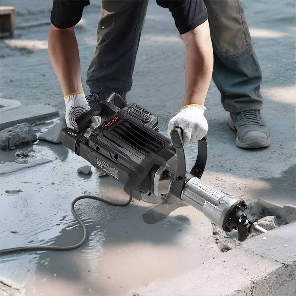 Elektrinis griovimo atskėlimo plaktukas, 3000 W, 1700 BPM, betono ardymo įrankis su smailu kaltu, lagaminu, pirštinėmis ir akiniais