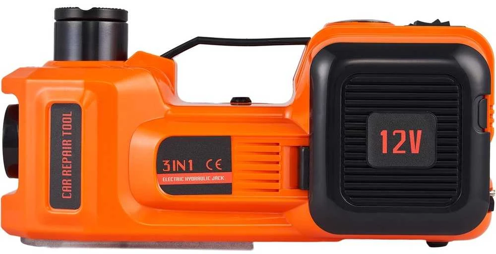 Elektrinis hidraulinis automobilinis domkratas 5t, ratų keitimui su veržliarakčiu ir pompa, 12V auto keltuvas.