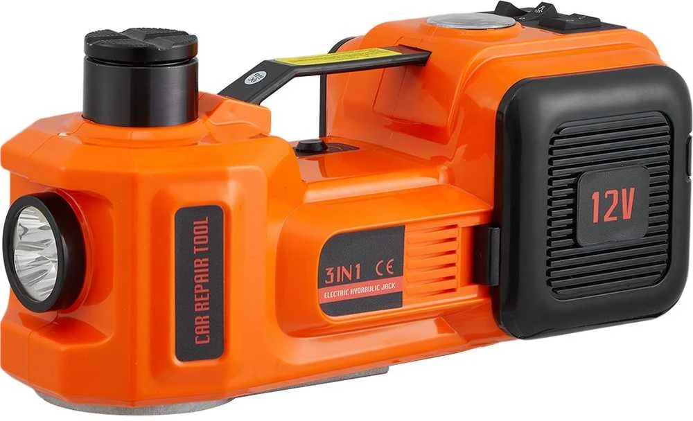 Elektrinis hidraulinis automobilinis domkratas 5t, ratų keitimui su veržliarakčiu ir pompa, 12V auto keltuvas.