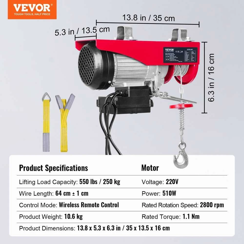 VEVOR Elektrinis keltuvas 250 kg su nuotoliniu valdymu
