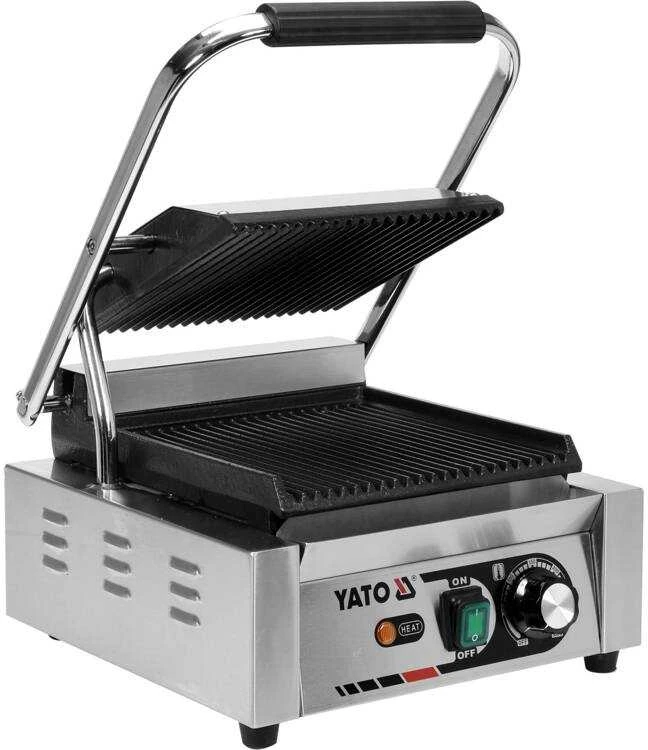 Yato Elektrinis kontaktinis grilis, briaunotas, 32cm, 1.8kW, keptuvas