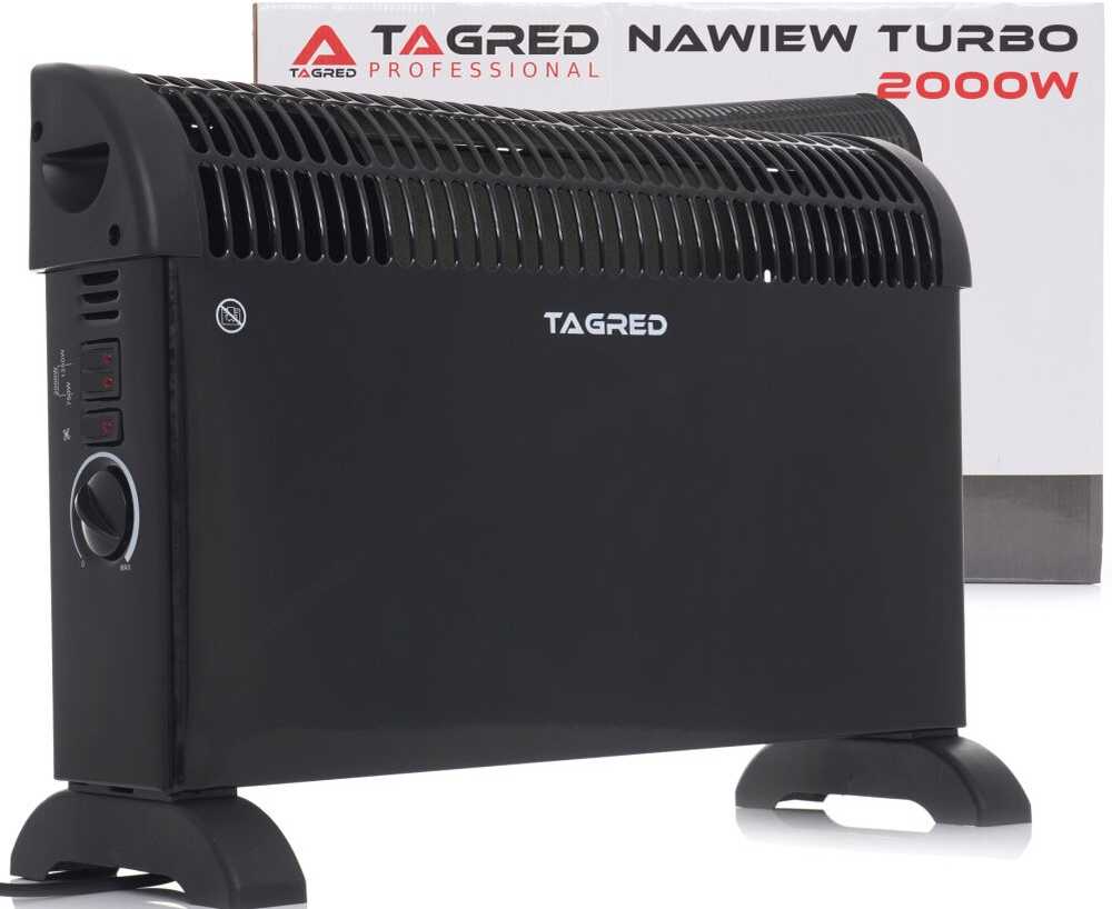 Elektrinis konvekcinis šildytuvas, su termostatu, turbo ventiliatoriumi, 2000W, juodas, nešiojamas patalpų šildytuvas, efektyvus kambario šildymas