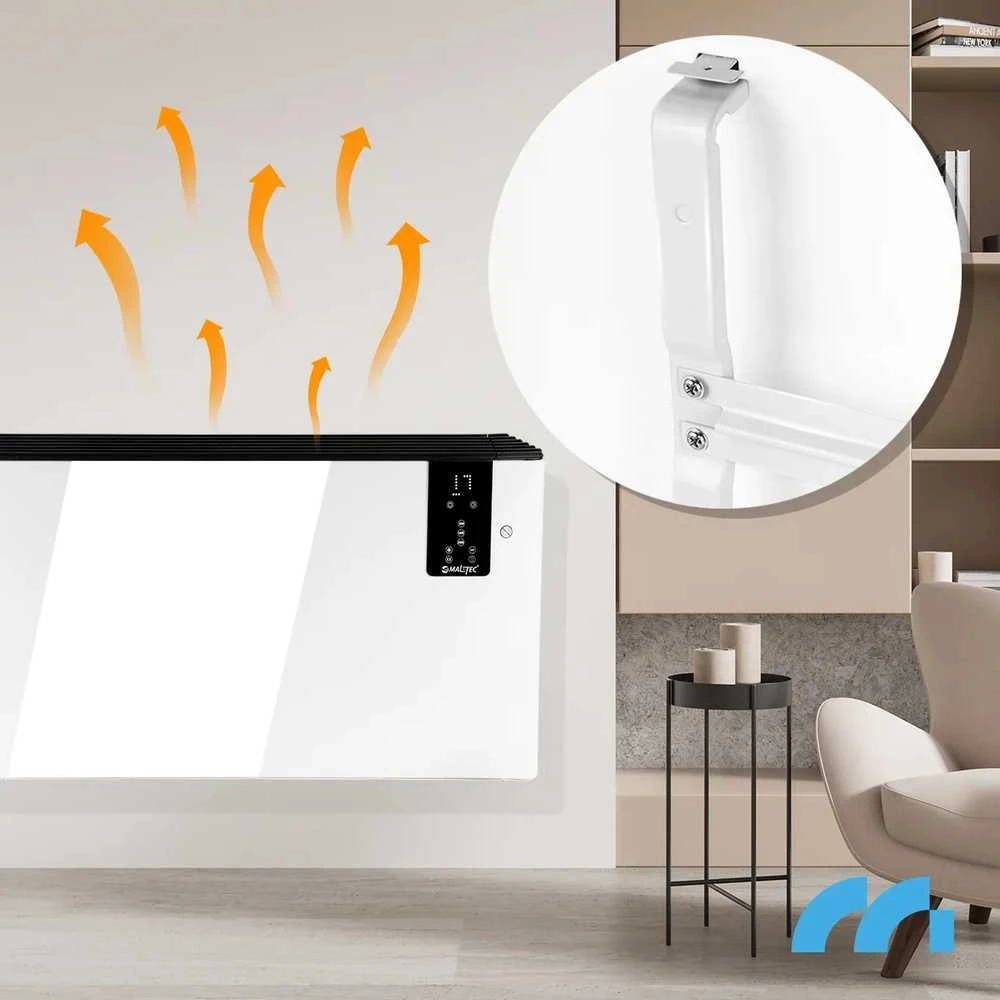 Elektrinis konvekcinis šildytuvas, su termostatu, nuotoliniu valdymu, 2400W, programuojamas, montuojamas ant sienos šildytuvas