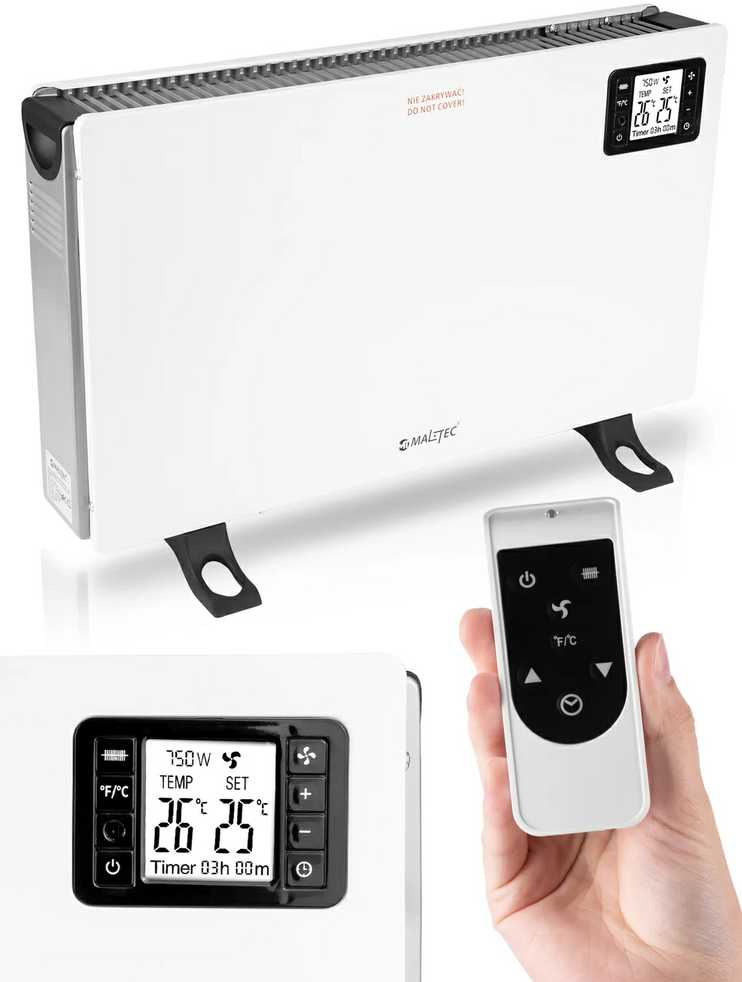 Elektrinis konvekcinis šildytuvas, su termostatu ir nuotoliniu valdymu, 2000W Turbo šildytuvas namams, greitai šildantis nešiojamas patalpų šildytuvas
