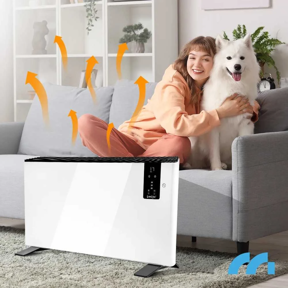 Elektrinis konvekcinis šildytuvas, su termostatu, nuotoliniu valdymu, 2400W, programuojamas, montuojamas ant sienos šildytuvas