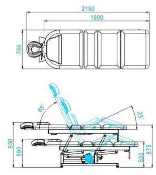 Activeshop Elektrinis masažo stalas AZZURRO TOTAL MASSAGE 1 MOTOR Baltas