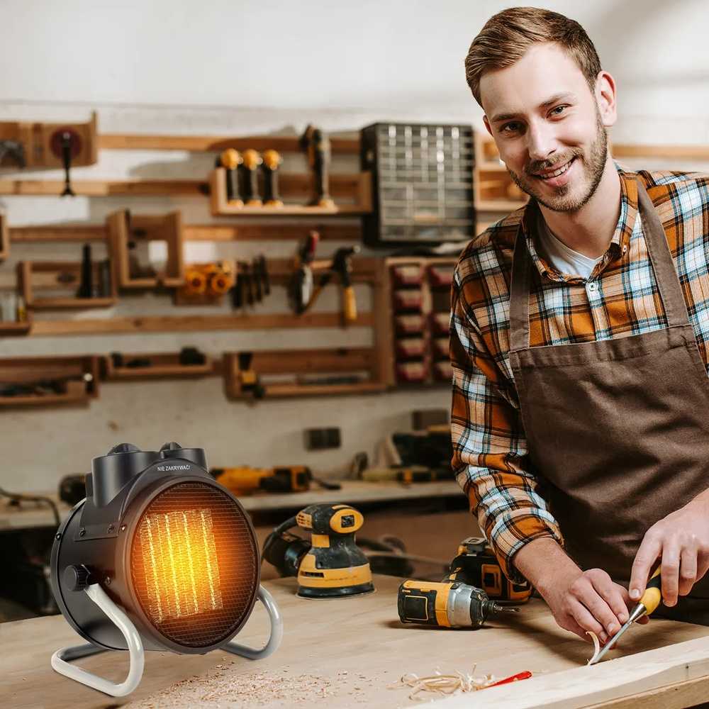 Elektrinis šildytuvas, 2kW keraminis ventiliatorinis šildytuvas namams, dirbtuvėms, garažui, greitas šildymas, nešiojamas patalpų šildytuvas, mažas energijos suvartojimas