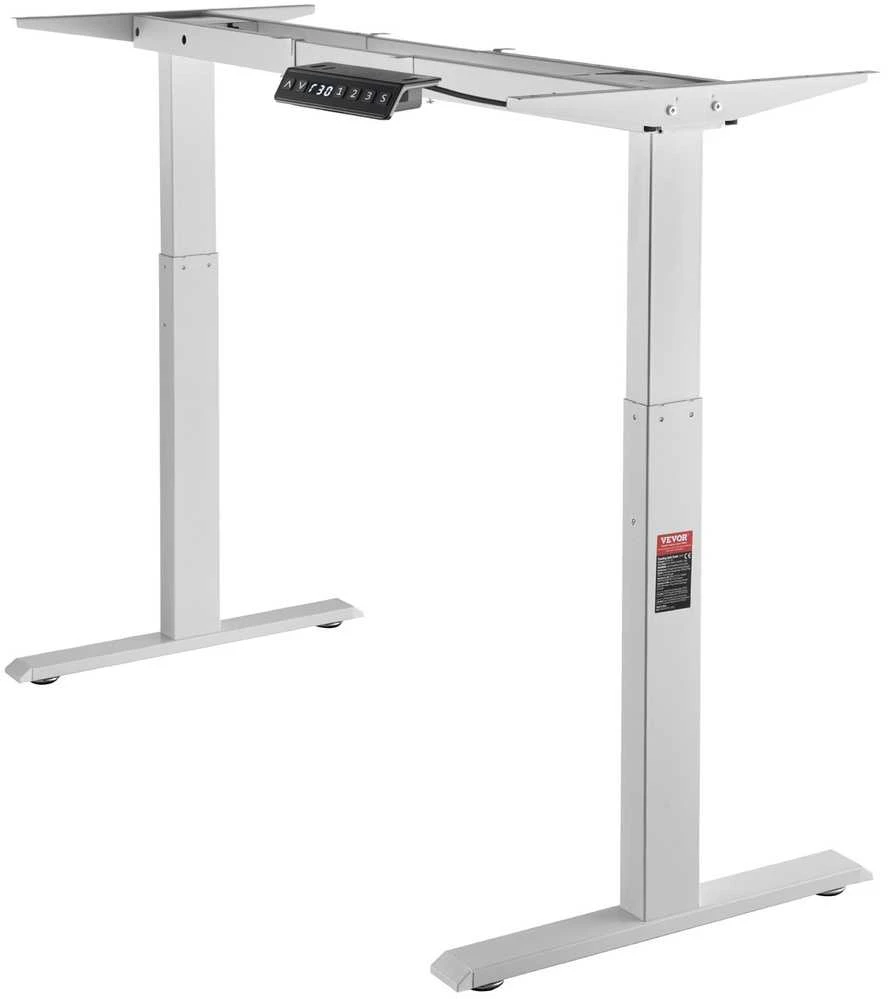 Elektrinis stalas rėmas reguliuojamo aukščio, ergonomiškas stovas, baltas karkasas, sėdimas-stovimas stalas, pakeliamas stalas