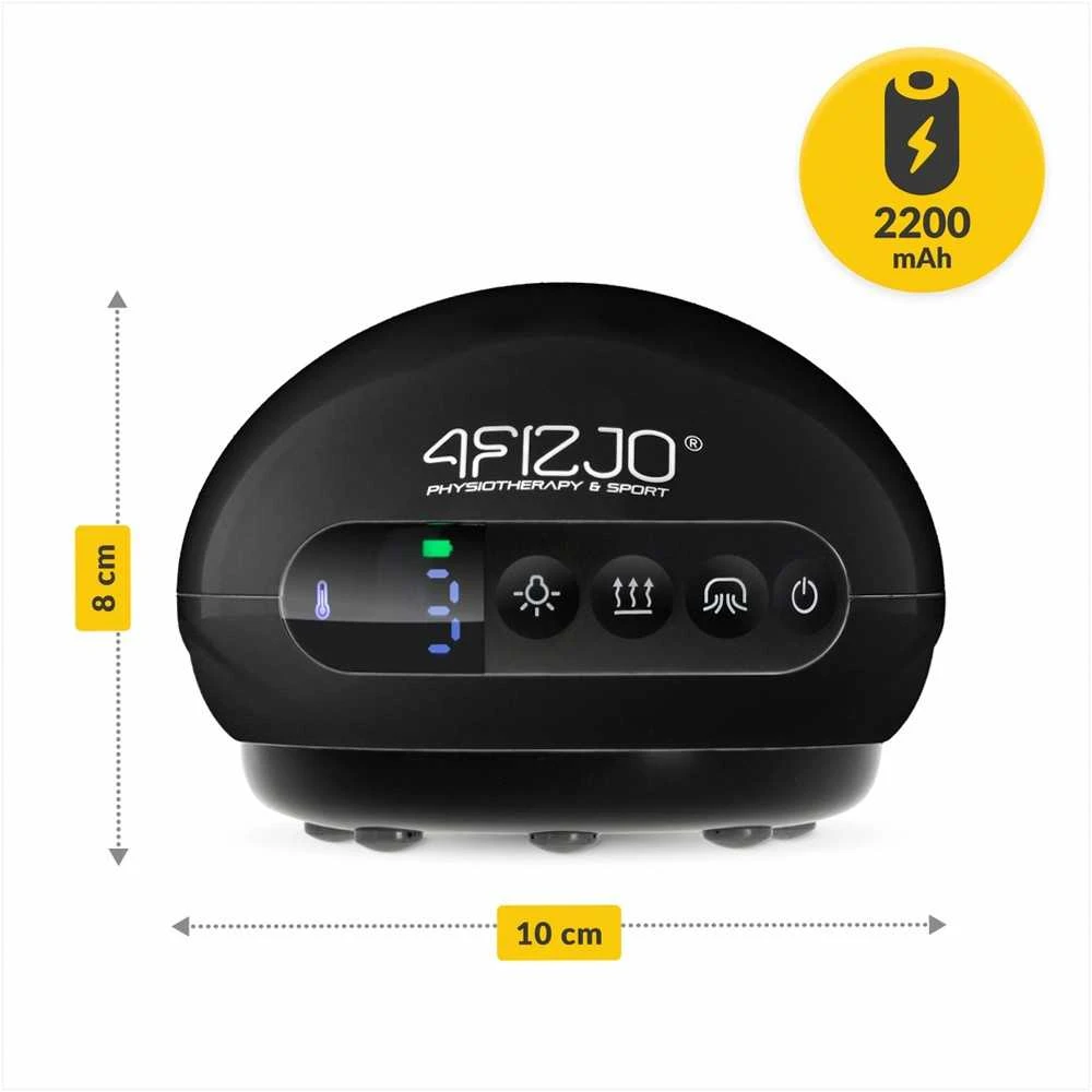 4Fizjo Elektrinis vakuuminis masažuoklis, odos stangrinimas, anticeliulitinis masažas, juodas grožio įrankis, kūno priežiūros prietaisas