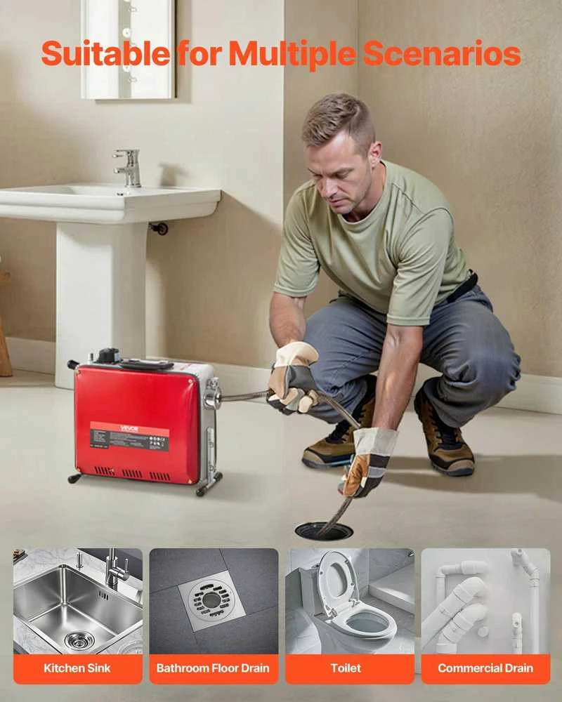 VEVOR Vamzdžių valymo mašina, 390W 1400RPM elektrinė