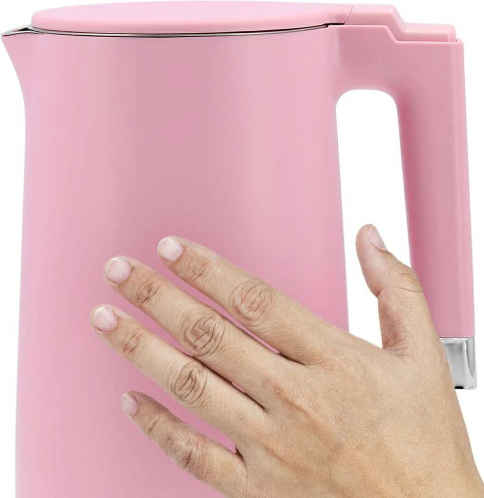Elektrinis virdulys 1,5 l, vėsus paviršius, 2200 W, rožinis virdulys, belaidis virdulys
