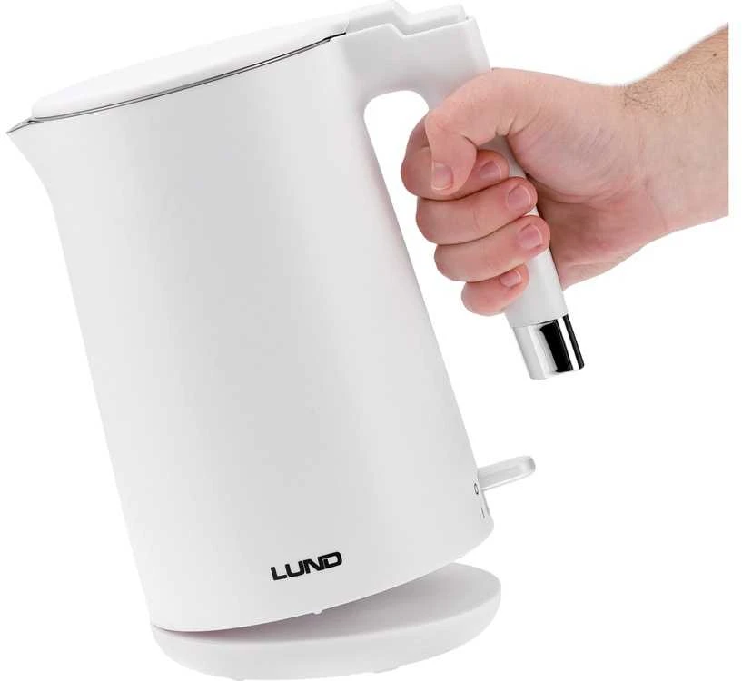 Elektrinis virdulys 1.5L, vėsus paviršius, 2200W, greitas vandens virimas, baltas virdulys