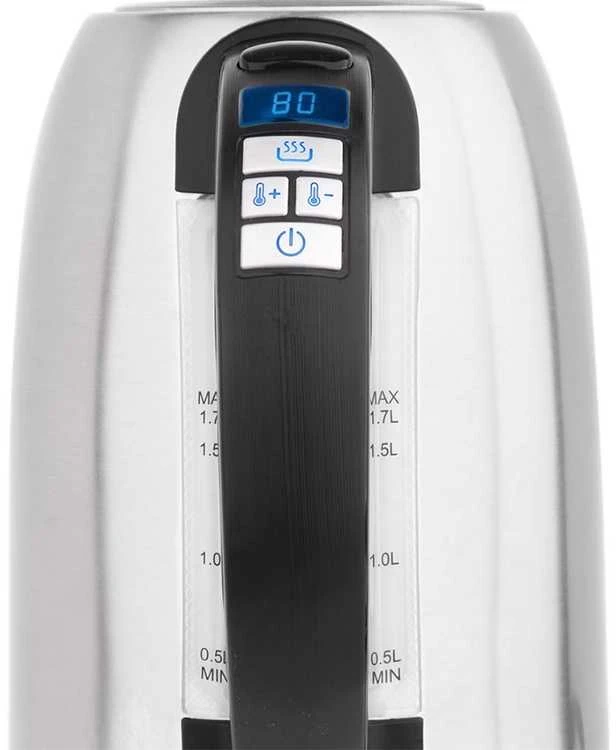 Elektrinis virdulys 1,7 l, su temperatūros valdymu rankenoje, nerūdijančio plieno virdulys