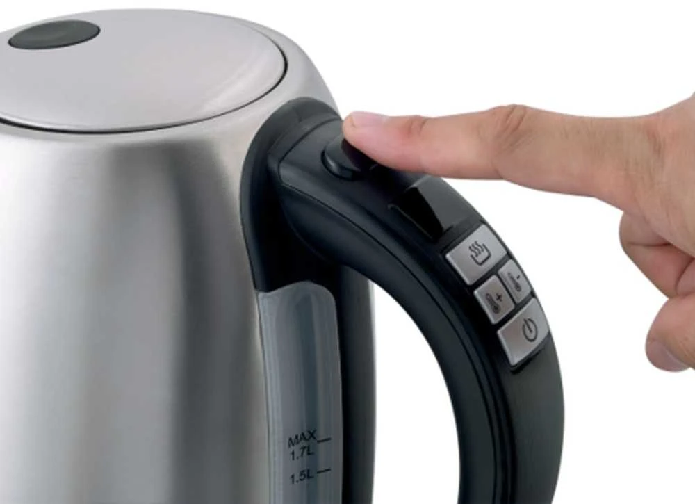 Elektrinis virdulys 1,7 l, su temperatūros valdymu rankenoje, nerūdijančio plieno virdulys