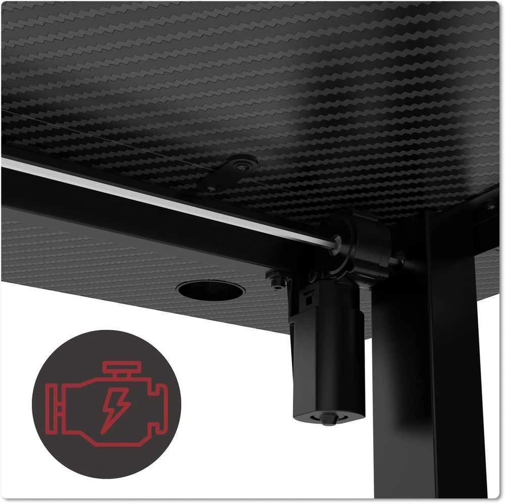Elektrinis žaidimų stalas Shadow Gamer 1.0, juodas, 120 cm, reguliuojamas aukštis, ergonomiškas žaidimų stalas, kompiuterio stalas, konsolės stalas