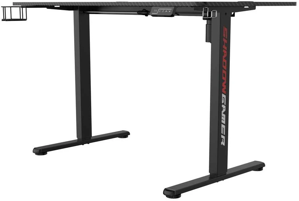 Elektrinis žaidimų stalas Shadow Gamer 1.0, juodas, 120 cm, reguliuojamas aukštis, ergonomiškas žaidimų stalas, kompiuterio stalas, konsolės stalas