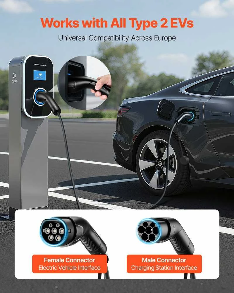 VEVOR Elektrinių transporto priemonių įkroviklių ilgintuvas, 32A, 10 m