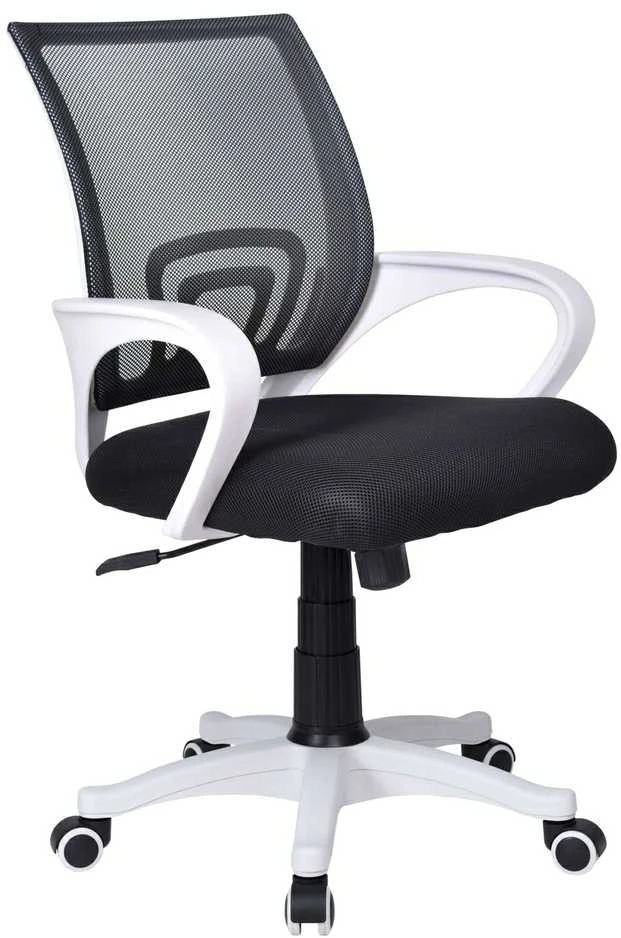 Ergonomiška biuro kėdė, balta/juoda, reguliuojamas aukštis, atlošiama nugara, TILT mechanizmas, tinklinė nugara, darbo kėdė, kompiuterio kėdė