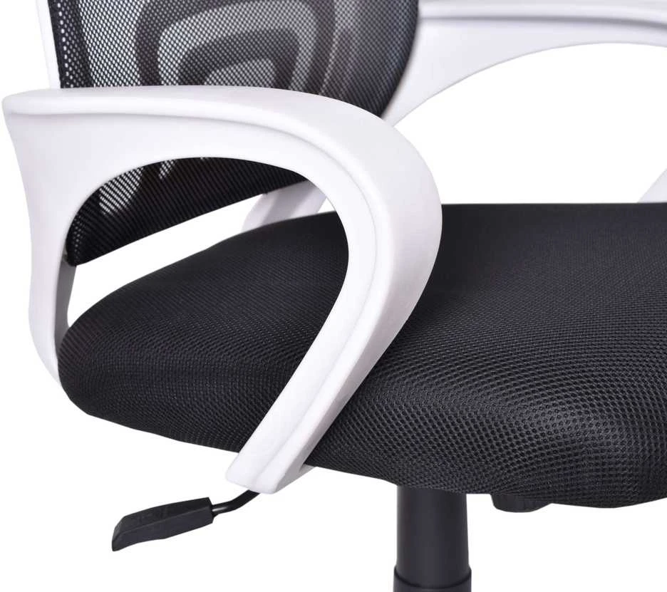 Ergonomiška biuro kėdė, balta/juoda, reguliuojamas aukštis, atlošiama nugara, TILT mechanizmas, tinklinė nugara, darbo kėdė, kompiuterio kėdė
