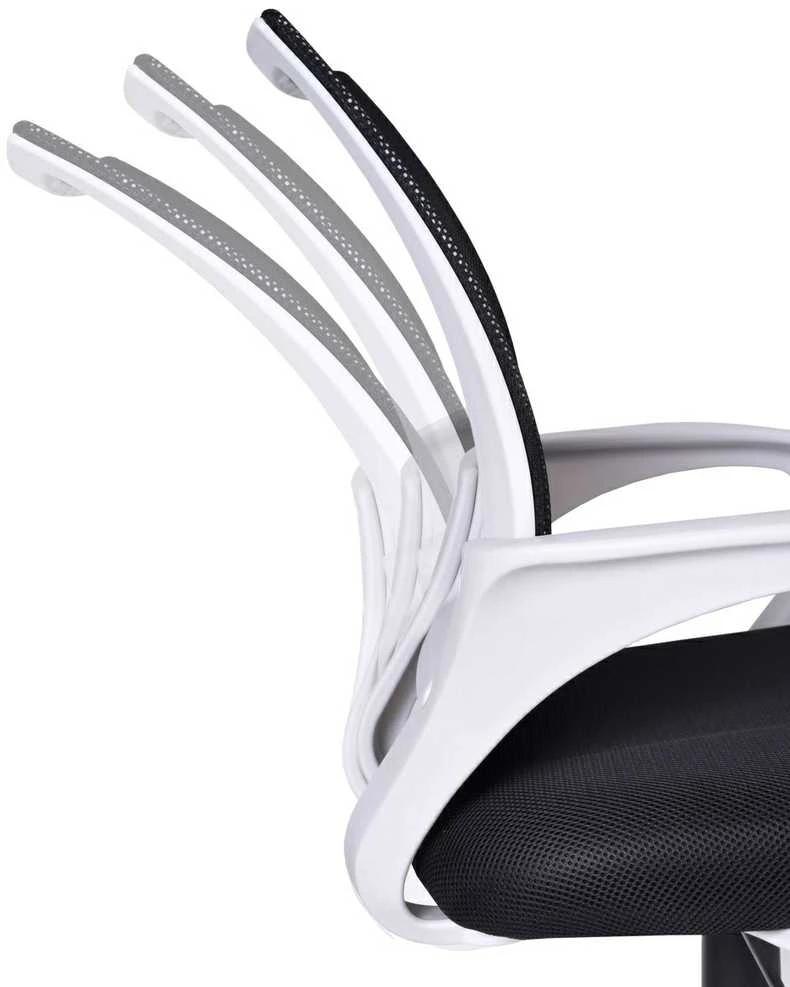 Ergonomiška biuro kėdė, balta/juoda, reguliuojamas aukštis, atlošiama nugara, TILT mechanizmas, tinklinė nugara, darbo kėdė, kompiuterio kėdė