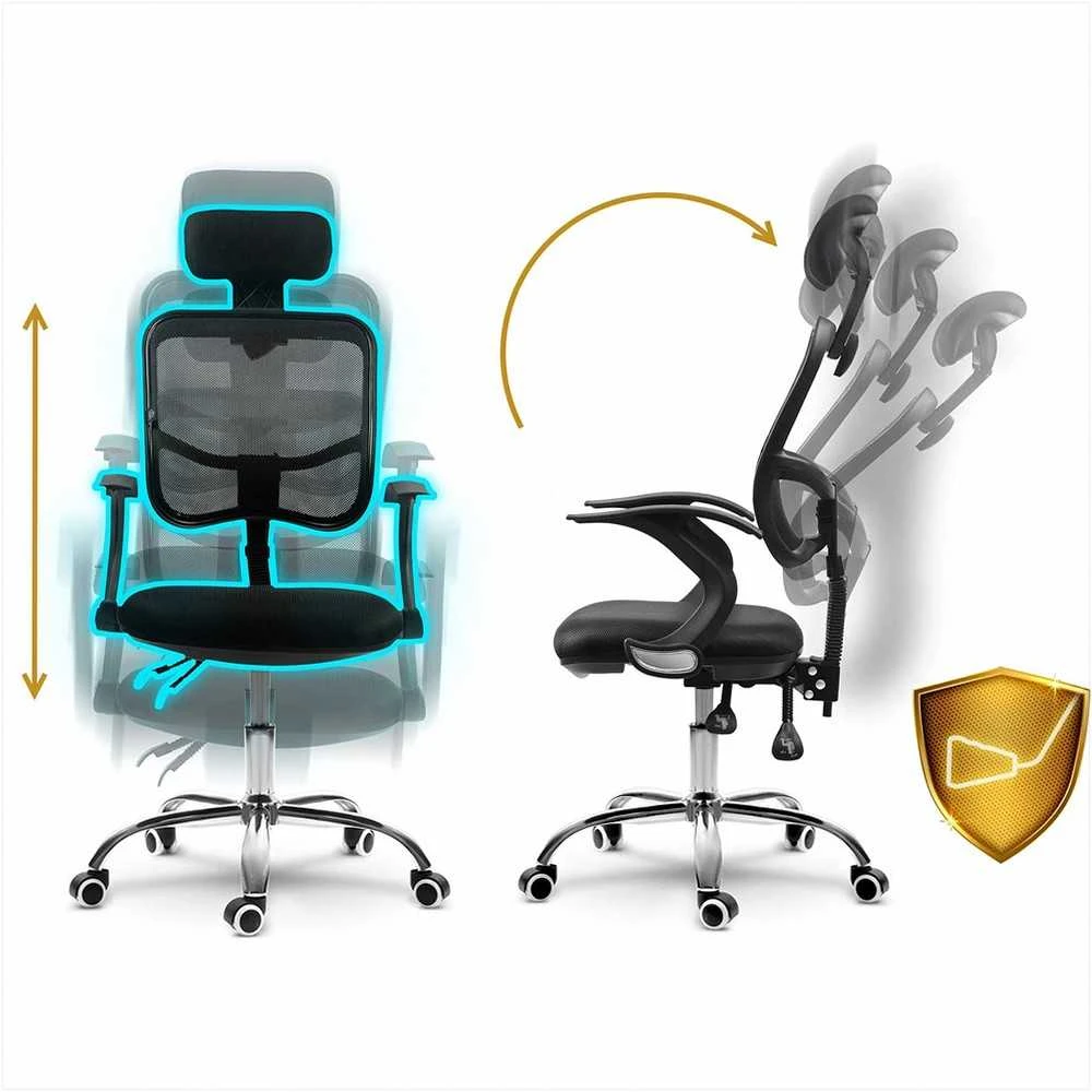 Sofotel Ergonomiška biuro kėdė, kvėpuojantis tinklinis atlošas, reguliuojamas aukštis, supimo funkcija, patogi kompiuterio kėdė namų biurui