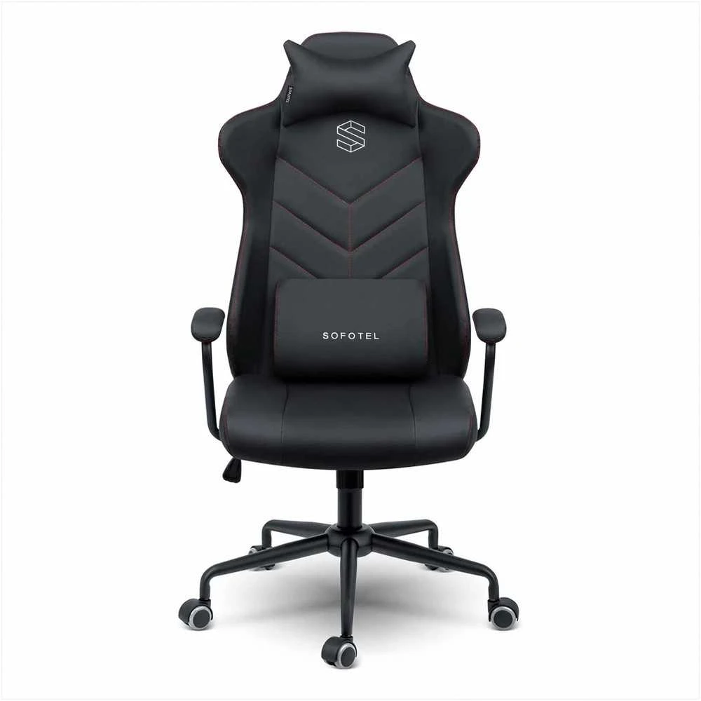Ergonomiška biuro kėdė, reguliuojamo aukščio, supimo funkcija, juosmens ir galvos atramos, juoda vadovo kėdė