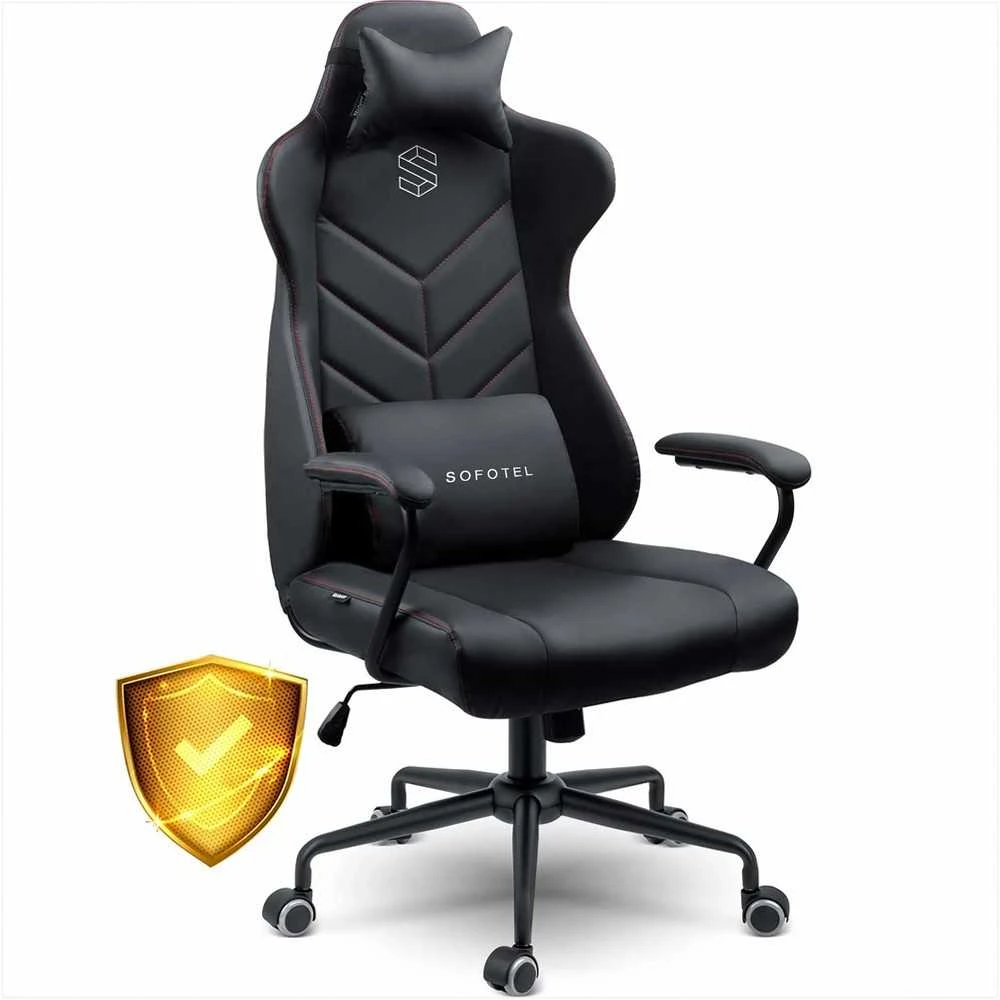 Ergonomiška biuro kėdė, reguliuojamo aukščio, supimo funkcija, juosmens ir galvos atramos, juoda vadovo kėdė
