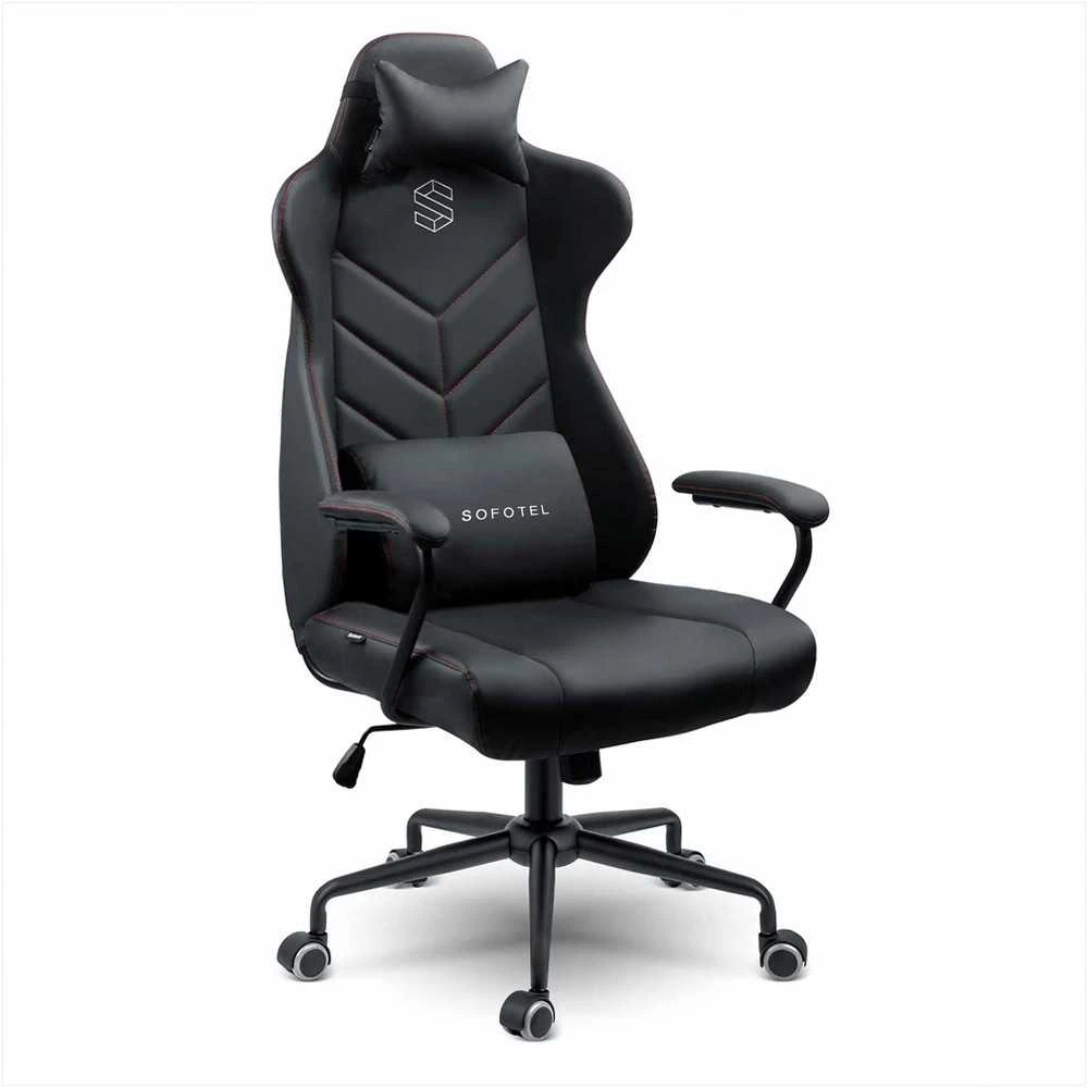 Ergonomiška biuro kėdė, reguliuojamo aukščio, supimo funkcija, juosmens ir galvos atramos, juoda vadovo kėdė