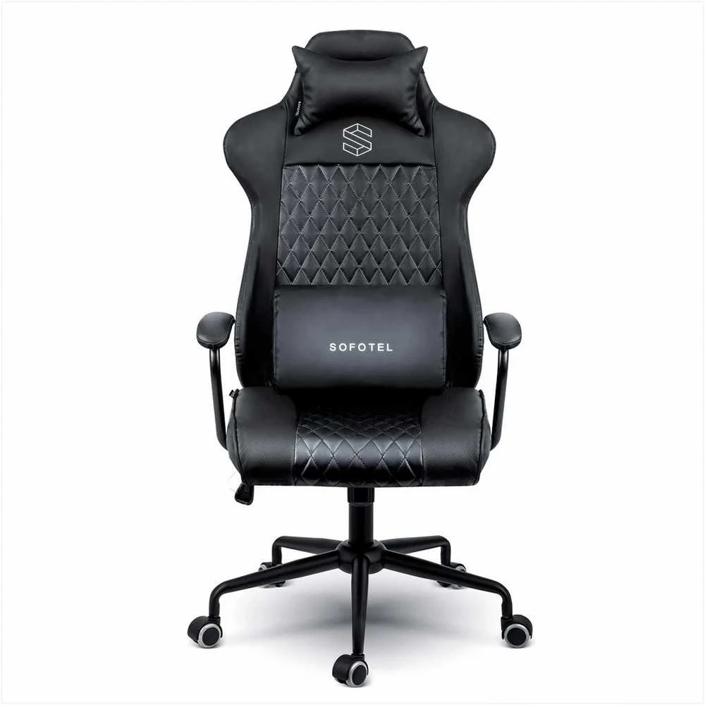 Ergonomiška biuro kėdė, reguliuojamo aukščio, su juosmens ir galvos atrama, patogi stalo kėdė, juoda vadovo kėdė