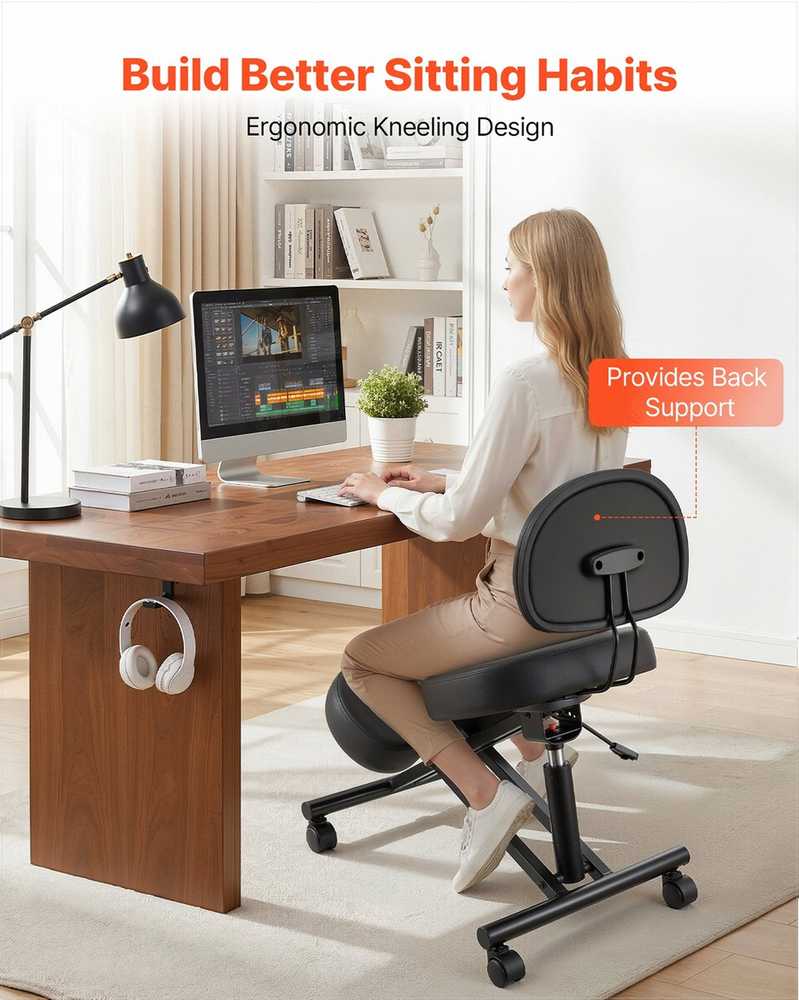VEVOR Ergonominė kėdė su atlošu ir ratukais