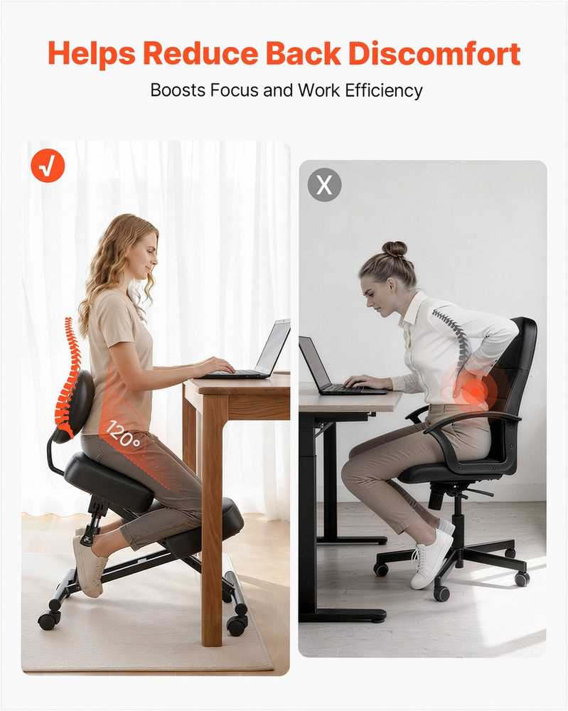 VEVOR Ergonominė kėdė su atlošu ir ratukais