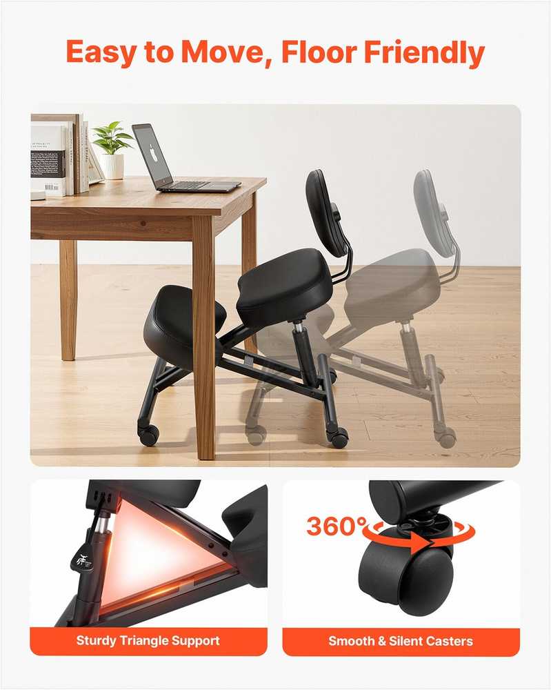 VEVOR Ergonominė kėdė su atlošu ir ratukais
