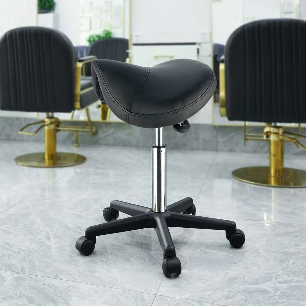 Ergonomiška riedanti balnelio kėdutė, reguliuojamo aukščio, su ratukais, salonui, spa, tatuiruotėms, juoda, kosmetologės kėdė, meistrų taburetė