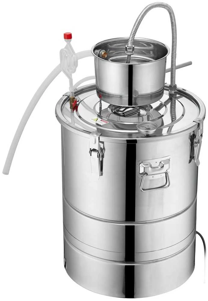 Eterinių aliejų distiliatorius 50L su kolba: viskiui, degtinei, aliejams. Didelis distiliavimo aparatas, alkoholio gamybos įranga.