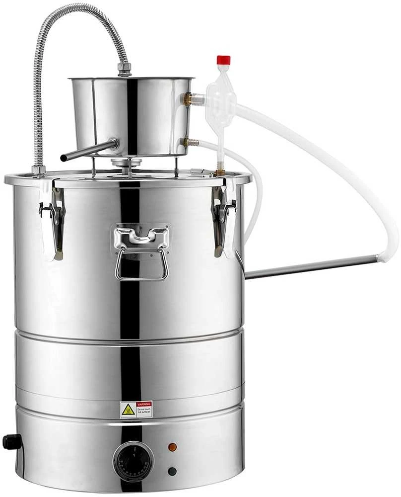Eterinių aliejų distiliatorius 50L su kolba: viskiui, degtinei, aliejams. Didelis distiliavimo aparatas, alkoholio gamybos įranga.