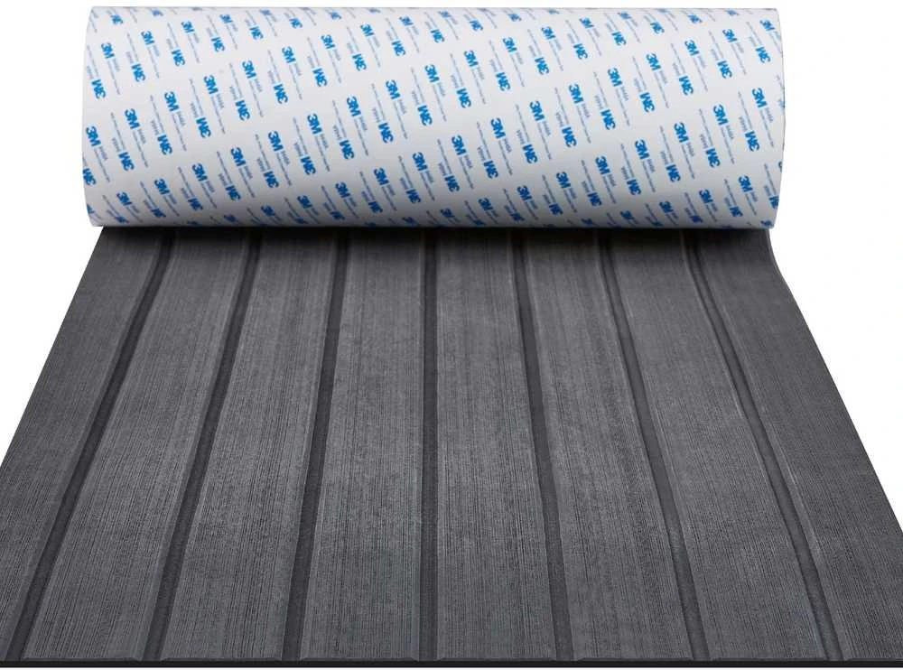 EVA valties grindys su 3M klijais, 2400 x 450 x 6 mm, pilkas neslystantis denio kilimas, valties grindų danga