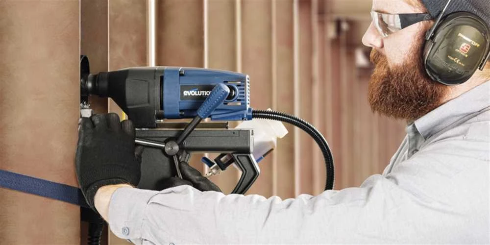 Evolution Magnetinis gręžtuvas metalui, su 1200W varikliu, kompaktiškas dizainas, metalo gręžtuvas, magnetinis gręžimo presas