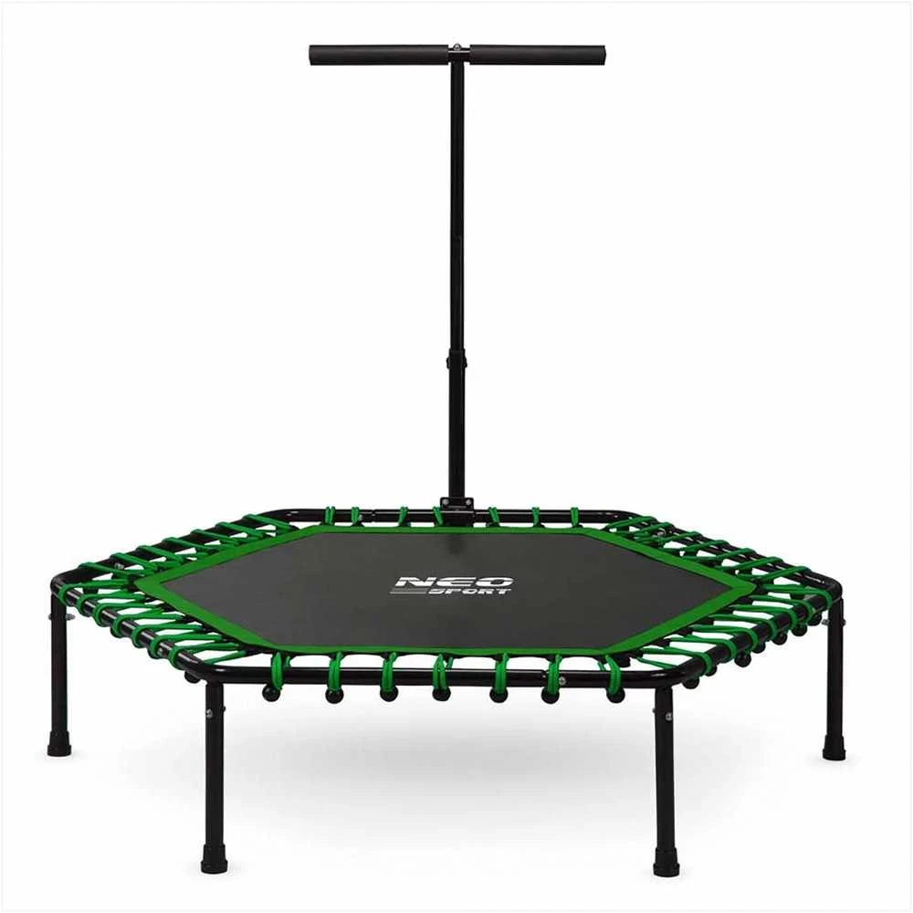 Fitneso batutas, su rankena, 127 cm šešiakampis, žalias, vidaus batutas kardio treniruotėms