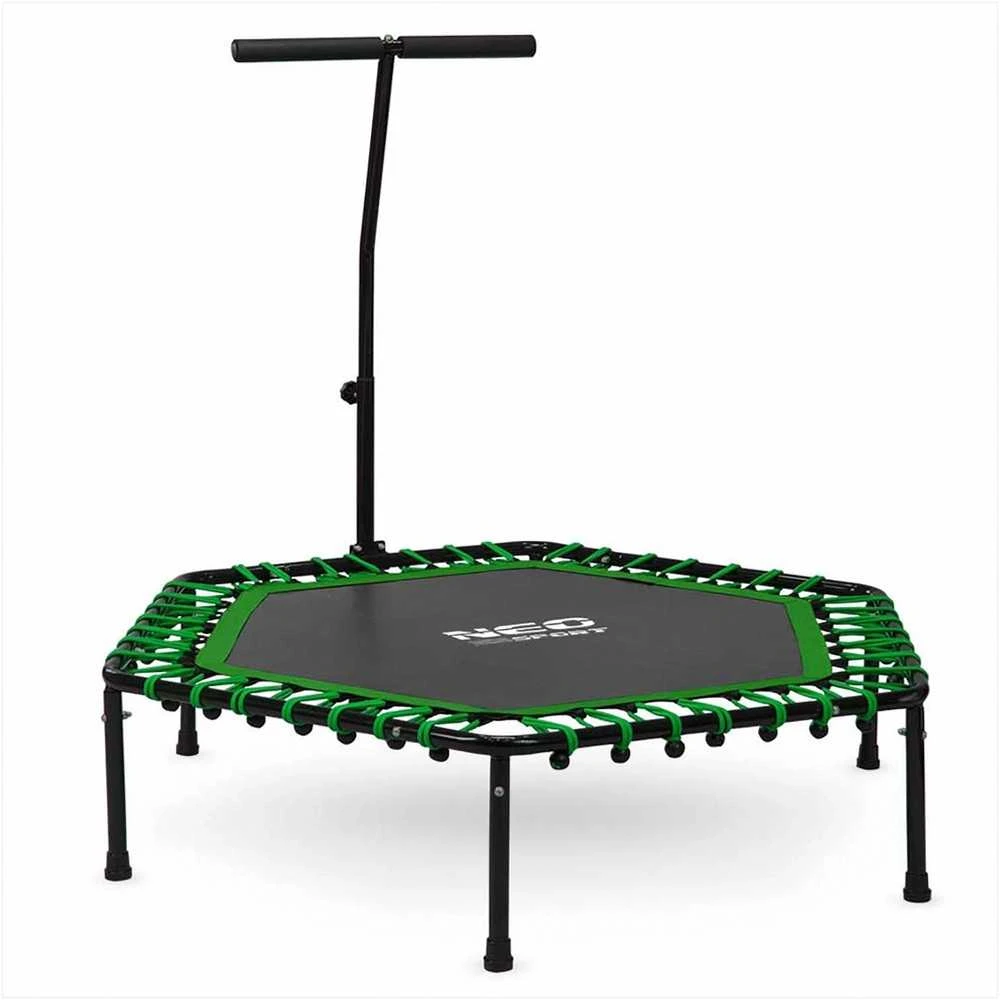 Fitneso batutas, su rankena, 127 cm šešiakampis, žalias, vidaus batutas kardio treniruotėms