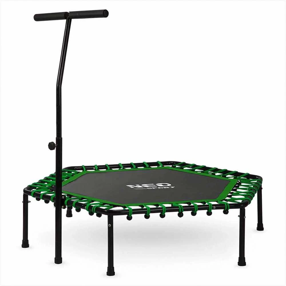Fitneso batutas, su rankena, 127 cm šešiakampis, žalias, vidaus batutas kardio treniruotėms